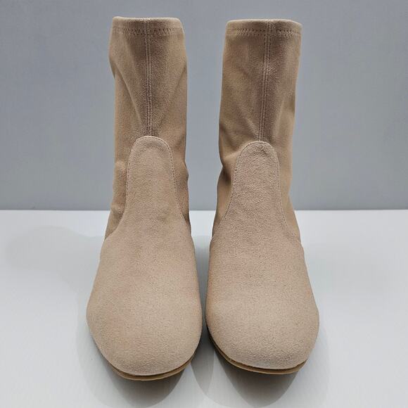 NEW Stuart Weitzman Siggy 60 Ankle Boot Womens 9 Beige Suede Stretch Block Heel - Picture 4 of 14